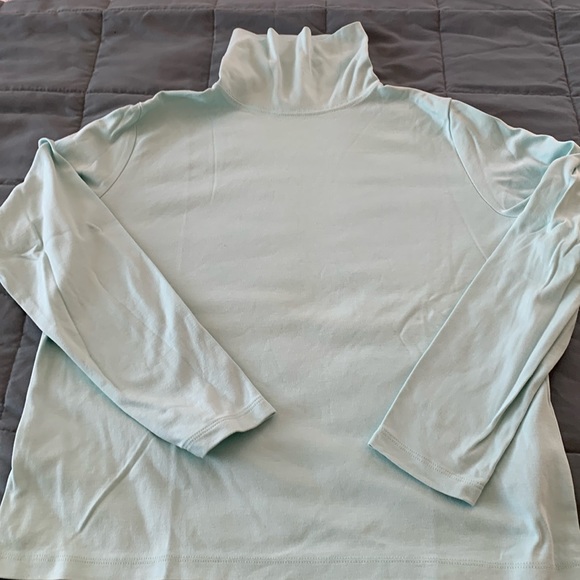 LL Bean turtleneck, Supima cotton, light aqua, size M - Picture 1 of 4
